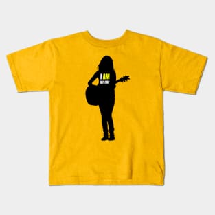 IAHH-SILHOUETTE-GUITARIST-FEMALE-2 Kids T-Shirt